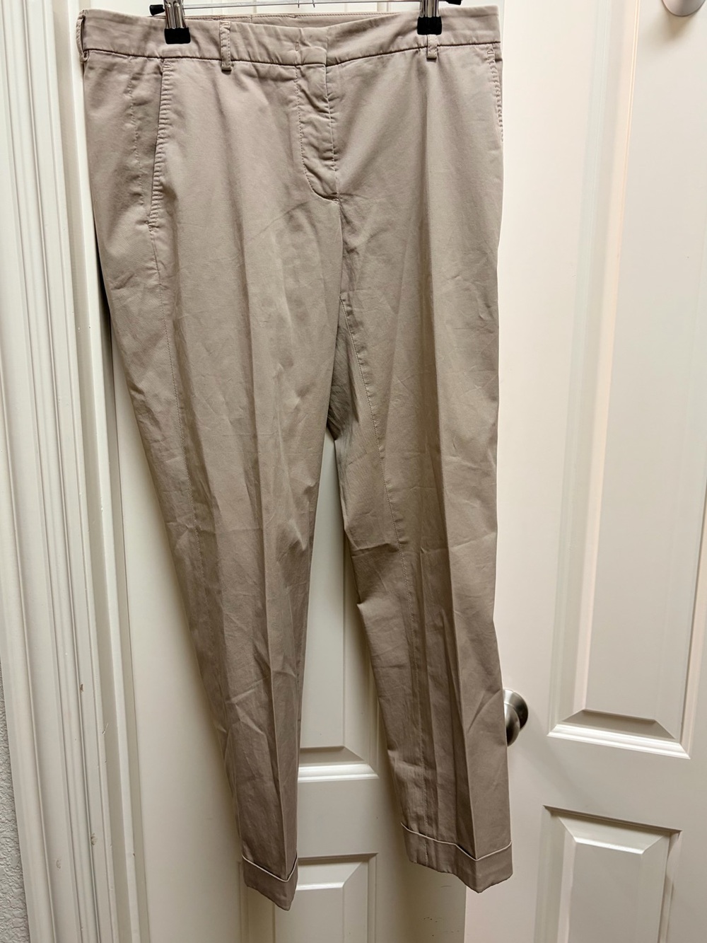 Incotex Beige Cotton Chino Pants 42 US 10 Tailored Italy Cuffed Ankle
